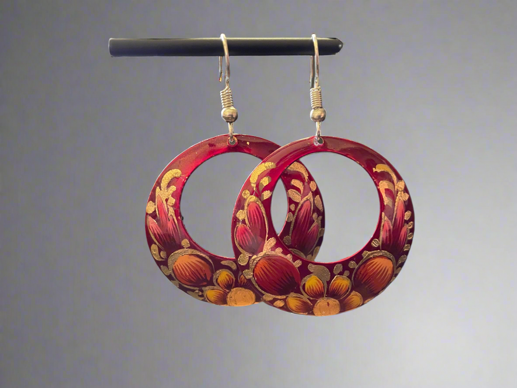 Handmade Mexican Hand Painted Copper Earrings