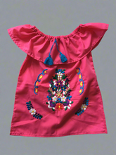 Load image into Gallery viewer, Girls Mexican Dress - Embroidered Girls Dress - Girls Mexican Fiesta Dress - Pink Mexican Dress - Vestiditio Bordado Artesanal
