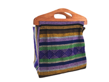 Load image into Gallery viewer, Handmade Woven Mexican Handbag Purse Tote Bag with Wood Handles - Bohemian Boho Hippie Handbag Purse - Bolsa Mexicana
