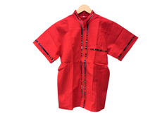 Load image into Gallery viewer, Handmade Men&#39;s Traditional Red Mexican Guayabera - Size Small Medium Large XL
