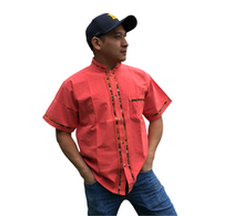 Load image into Gallery viewer, Handmade Men&#39;s Traditional Coral Pink Mexican Guayabera - Small Medium Large XL
