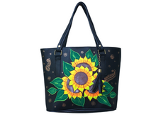 Load image into Gallery viewer, Hand Painted Mexican Tote Bag Purse Handbag - Synthetic Vegan Leather Bag
