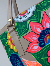 Load image into Gallery viewer, Hand Painted Mexican Tote Bag Purse Handbag - Synthetic Vegan Leather Bag
