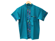 Load image into Gallery viewer, Handmade Men&#39;s Traditional Teal Mexican Guayabera - Size Small Medium Large XL
