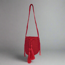 Load image into Gallery viewer, Handmade Crocheted Mexican Satchel Bag Purse - Mayan Morral Bag with Tassels
