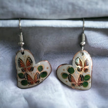 Load image into Gallery viewer, Handmade Mexican Copper Heart Earrings - Hand Painted
