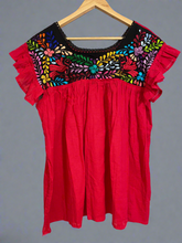 Load image into Gallery viewer, Handmade Embroidered Mexican Floral Paloma Blouse - Size Large
