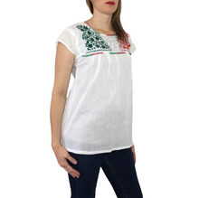 Load image into Gallery viewer, Handmade Women&#39;s Embroidered Mexican Blouse - Sizes Small &amp; Medium - Oaxaca Mexico Blouse - Blusa Artesanal Mexicana - Cinco de Mayo Shirt
