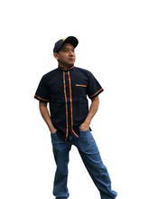 Load image into Gallery viewer, Handmade Men&#39;s Traditional Navy Blue Mexican Guayabera - Small Medium Large XL
