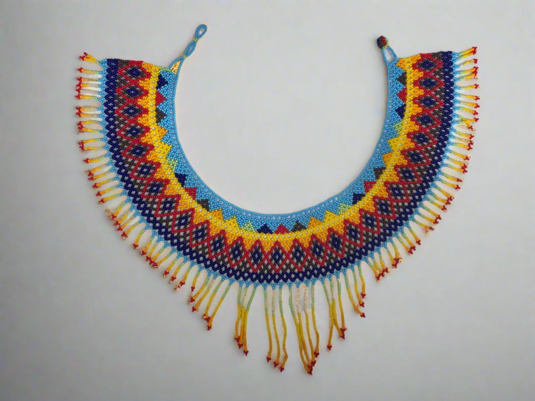 Handmade Mexican Huichol Bead Necklace - Huichol Folk Art Jewelry