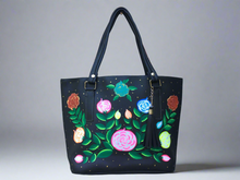 Load image into Gallery viewer, Hand Painted Mexican Tote Bag Purse Handbag - Synthetic Vegan Leather Bag
