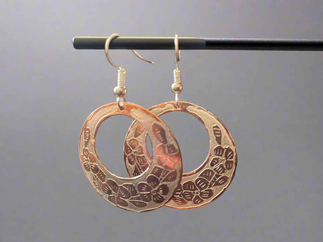 Handmade Mexican Hand Painted Copper Earrings
