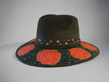 Load image into Gallery viewer, Hand Painted Mexican Hat - Painted Mexican Sombrero Hat - Painted Mexican Cowgirl Hat - Painted Panama Hat - Sombrero Pintado - Cowboy Hat
