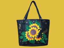 Load image into Gallery viewer, Hand Painted Mexican Tote Bag Purse Handbag - Synthetic Vegan Leather Bag
