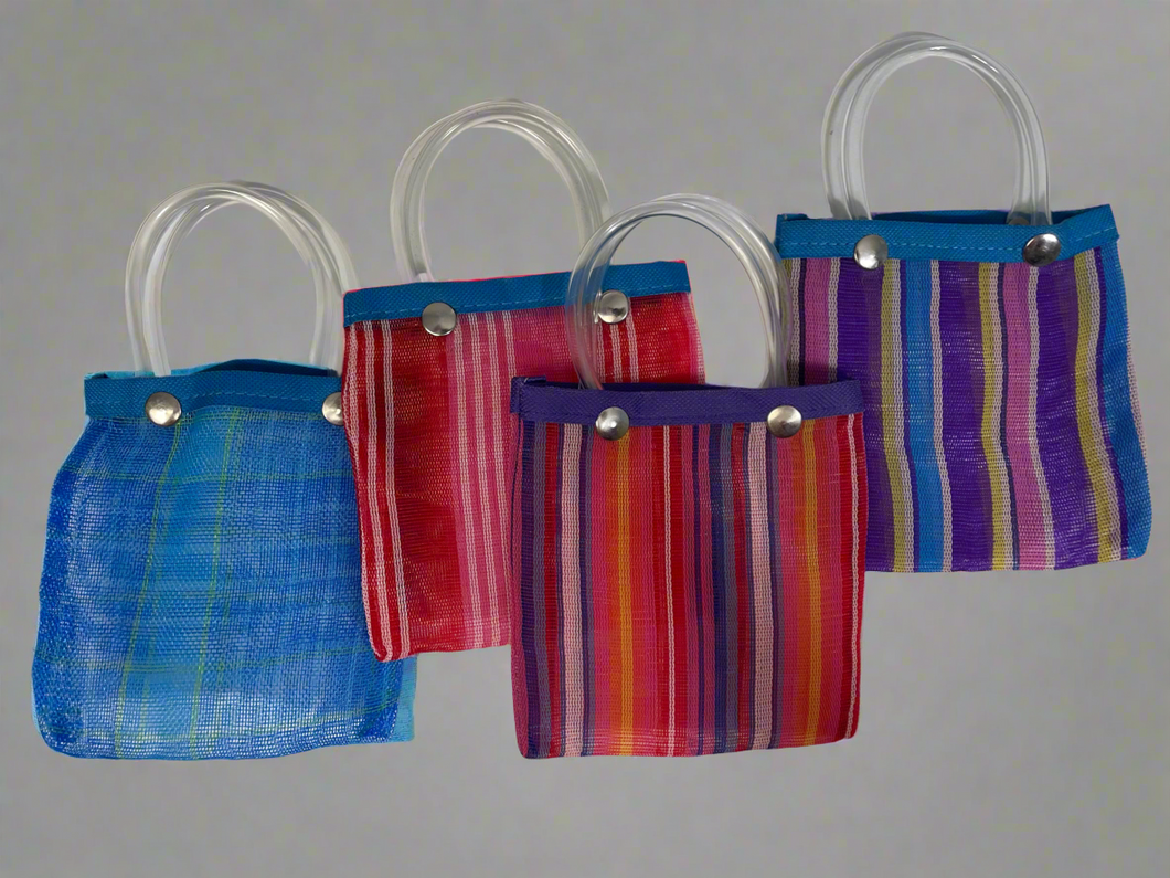 Set of 4 Mini Mexican Market Bags 5x4.5”