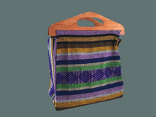 Load image into Gallery viewer, Handmade Woven Mexican Handbag Purse Tote Bag with Wood Handles - Bohemian Boho Hippie Handbag Purse - Bolsa Mexicana
