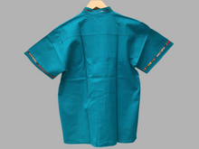 Load image into Gallery viewer, Handmade Men&#39;s Traditional Teal Mexican Guayabera - Size Small Medium Large XL
