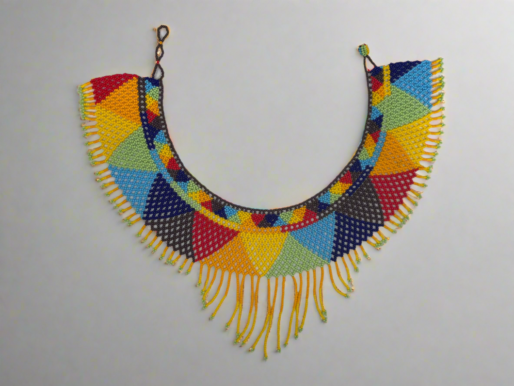 Handmade Mexican Huichol Bead Necklace - Huichol Folk Art Jewelry