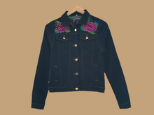 Load image into Gallery viewer, Handmade Embroidered Mexican Denim Jean Jacket - Size Small - Chamarra Bordada
