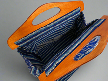 Load image into Gallery viewer, Handmade Mexican Baja Hoodie Bag Purse with Wood Handle
