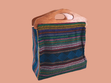 Load image into Gallery viewer, Handmade Woven Mexican Handbag Purse Tote Bag with Wood Handles - Bohemian Boho Hippie Handbag Purse - Bolsa Mexicana
