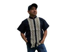 Load image into Gallery viewer, Handmade Men&#39;s Traditional Navy Blue Mexican Guayabera - Small Medium Large XL
