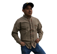 Load image into Gallery viewer, Handmade Men&#39;s Long Sleeve Traditional Brown Mexican Guayabera - Size Small - XL
