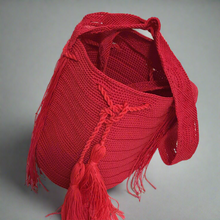 Load image into Gallery viewer, Handmade Crocheted Mexican Satchel Bag Purse - Mayan Morral Bag with Tassels
