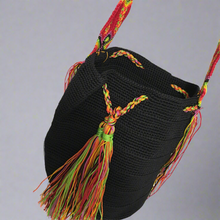Load image into Gallery viewer, Handmade Crocheted Mexican Satchel Bag Purse - Mayan Morral Bag with Tassels
