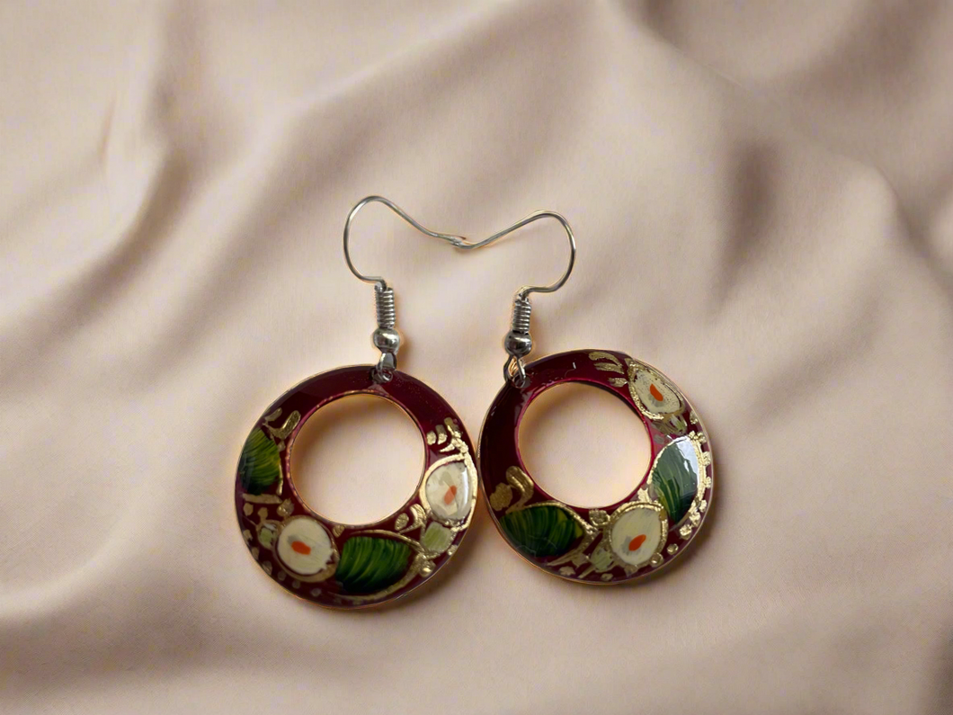 Handmade Mexican Hand Painted Copper Earrings