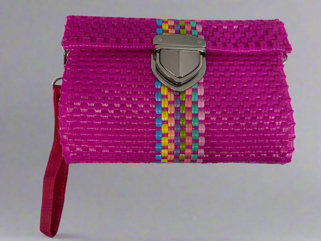 Mexican Hand Woven Recycled Plastic Clutch Bag Handbag Purse