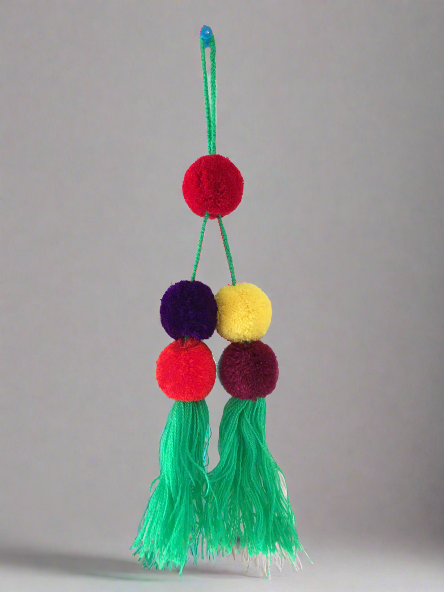 Handmade Mexican Pom Pom Tassel Decor - Pom Pom Handbag Accessory - Mexican Fiesta Bridal Shower Favor Gift - Mexican Home Decor