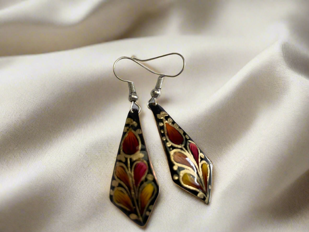 Handmade Mexican Hand Painted Copper Earrings
