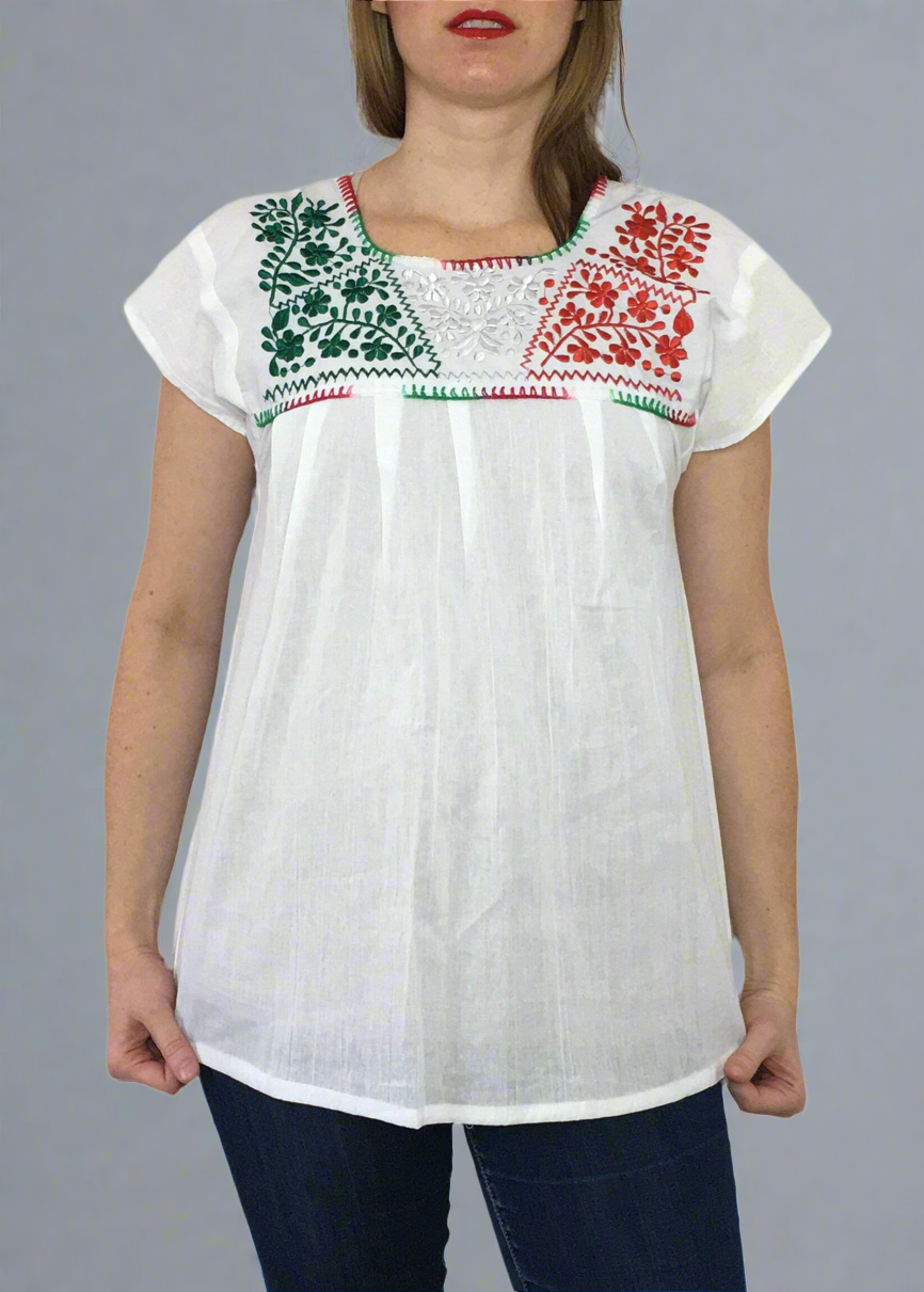 Handmade Women's Embroidered Mexican Blouse - Sizes Small & Medium - Oaxaca Mexico Blouse - Blusa Artesanal Mexicana - Cinco de Mayo Shirt