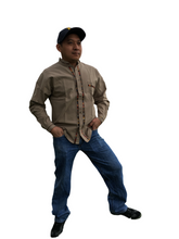 Load image into Gallery viewer, Handmade Men&#39;s Long Sleeve Traditional Brown Mexican Guayabera - Size Small - XL
