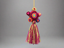 Load image into Gallery viewer, Handmade Hand Embroidered Mexican Felt Star Pom Pom Tassel - Rainbow

