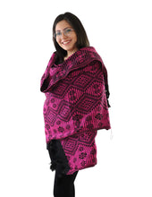 Load image into Gallery viewer, Handmade Traditional Woven Black &amp; Pink Mexican Rebozo Scarf - Shawl Wrap
