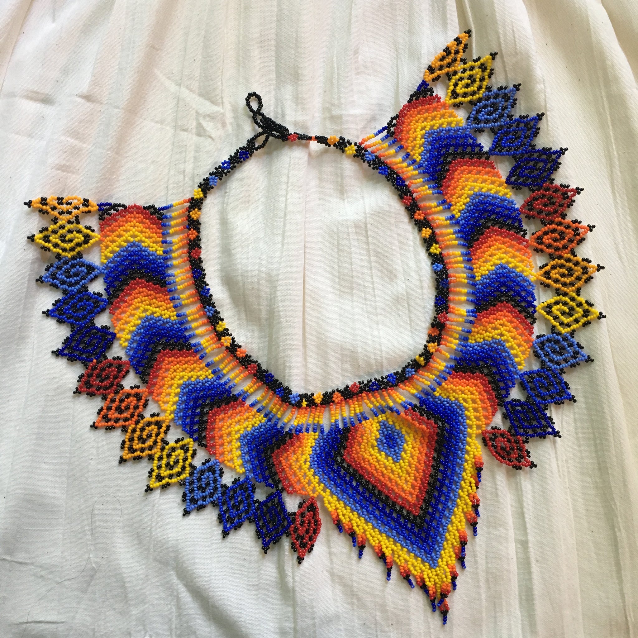 Handmade Mexican Huichol Bead Necklace Huichol Folk Art Jewelry