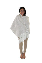 Load image into Gallery viewer, Handmade Beige &amp; White Mexican Rebozo Scarf - Shawl Wrap
