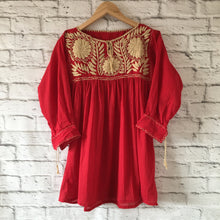 Load image into Gallery viewer, Womens Mexican Blouse - Embroidered Blouse - 3/4 Sleeve Blouse - Bohemian Blouse - Mexican Tunic Blouse - Medium Mexican Blouse - Fiesta
