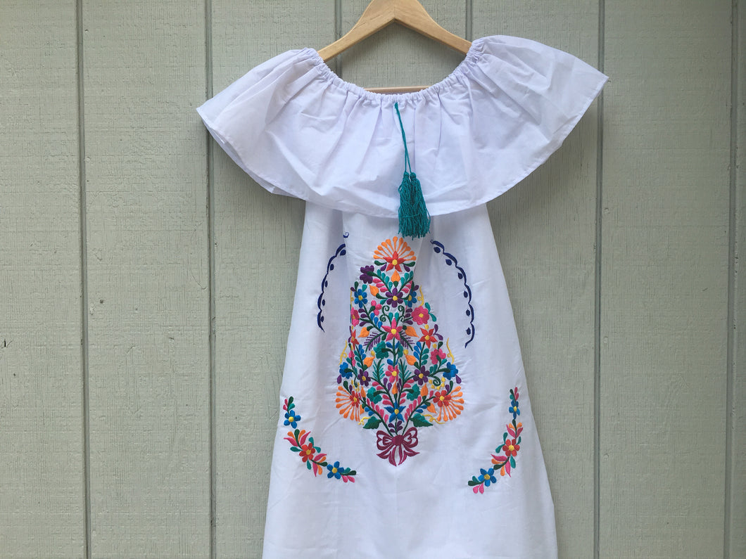 Women's Handmade Off the Shoulder Embroidered Mexican Dress - Vestido Mexicano