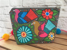 Load image into Gallery viewer, Hand Painted Mexican Cosmetic Bag - Vegan Cruelty Free Makeup Bag - Bohemian Cosmetic Bag - Bolsa Cosmetica - Artesanias
