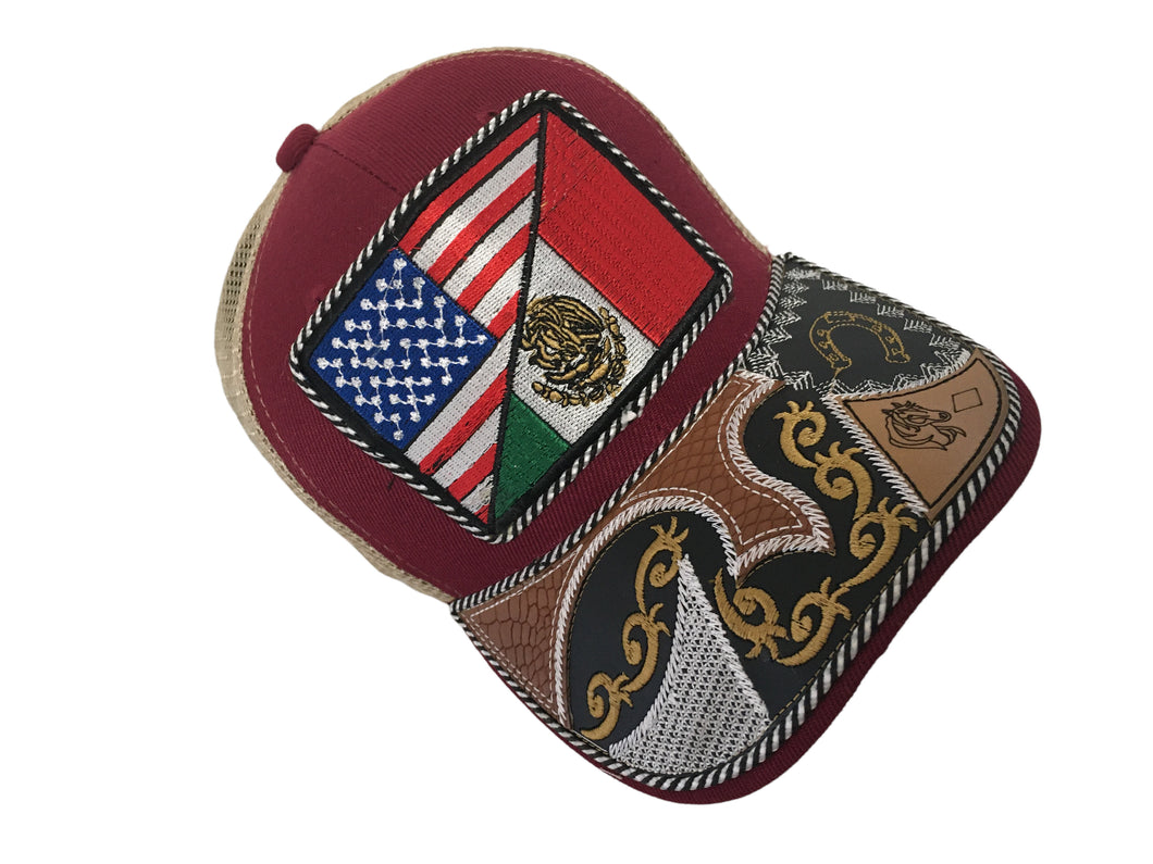 Embroidered Mexican Charro Trucker Hat - Baseball Cap - Gorra Vaquera