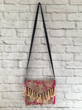 Load image into Gallery viewer, Handmade Mexican Floral Embroidered Pom Pom Clutch Purse Crossbody Bag - Envelope Style Clutch Bag - Artesanias Mexicanas - Bolsa Mexicana
