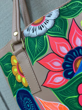 Load image into Gallery viewer, Hand Painted Mexican Tote Bag Purse Handbag - Synthetic Vegan Leather Bag
