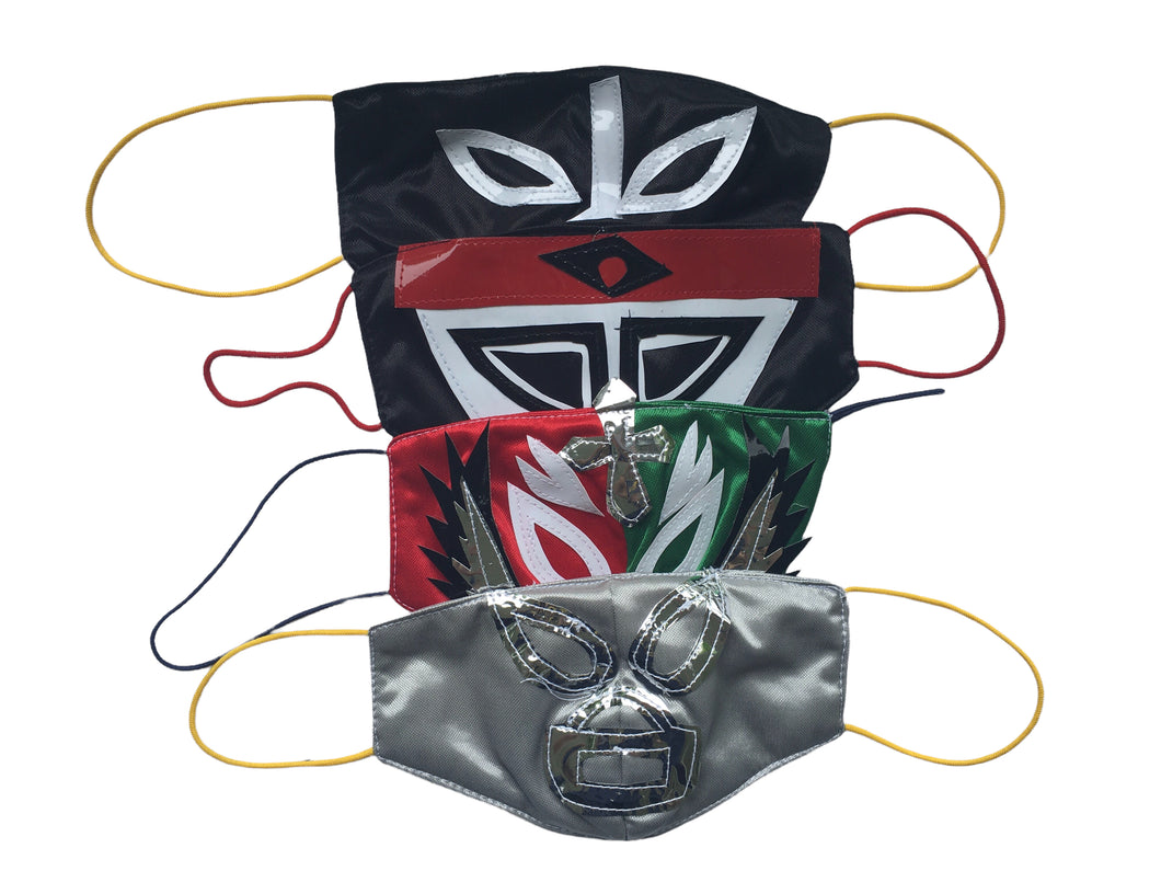 4 Pack of Handmade Mexican Lucha Libre Face Masks Rey Mysterio El Santo Octagon
