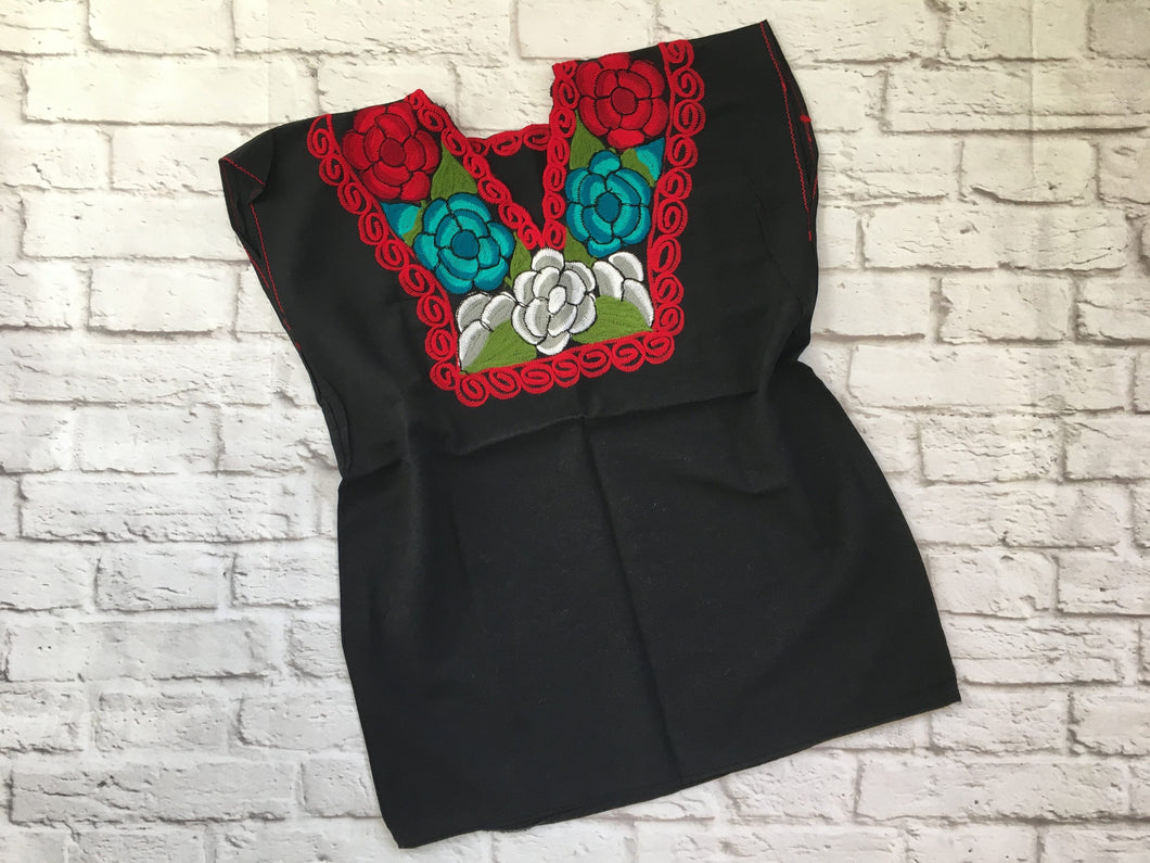 Women's Handmade Embroidered Mexican Blouse - Size Large - Zinacantan Blouse - Blusa Artesanal Mexicana - Mexica Fiesta Shirt Top