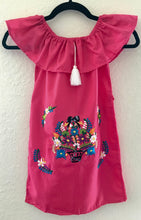 Load image into Gallery viewer, Girls Mexican Dress - Embroidered Girls Dress - Girls Mexican Fiesta Dress - Pink Mexican Dress - Vestiditio Bordado Artesanal
