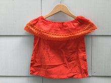 Load image into Gallery viewer, Handmade Girls Embroidered Mexican Blouse - Size 4 - Off the Shoulder Blouse

