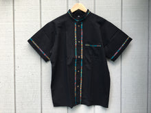 Load image into Gallery viewer, Handmade Men&#39;s Traditional Black Mexican Guayabera - Size Small Medium Large XL
